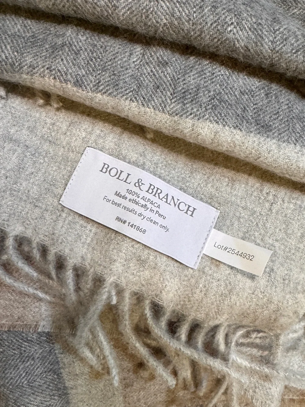 Boll & Branch Alpaca Plaid Throw Blanket 50